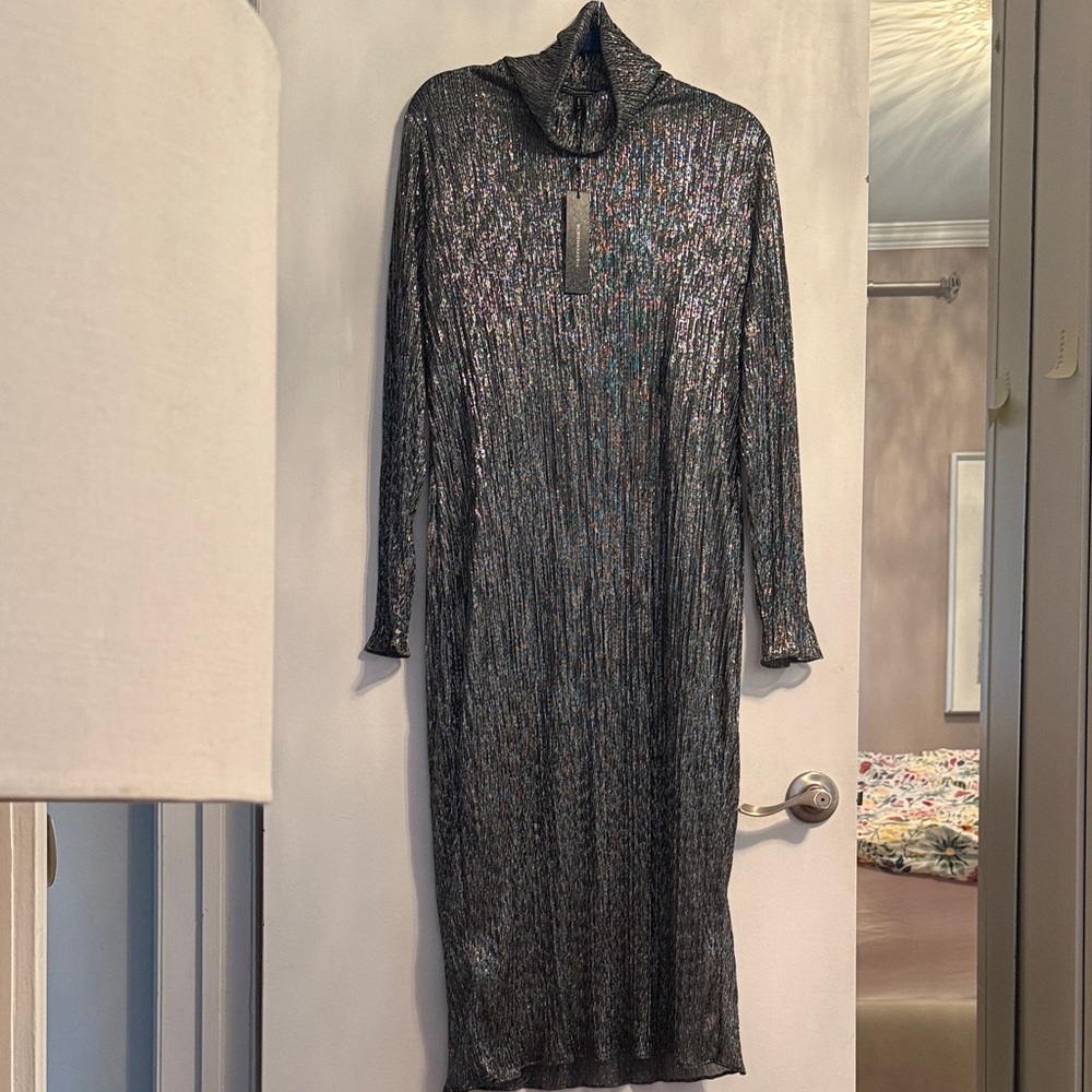 BCBGMaxAzria Metallic Long-Sleeve Dress